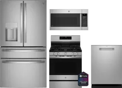 4 Piece Package Includes Refrigerator, Range, Microwave And Dishwasher